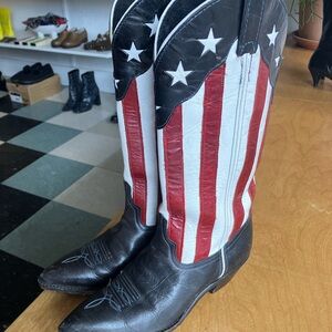 Patriotic red white and navy genuine leather cowboy boots
